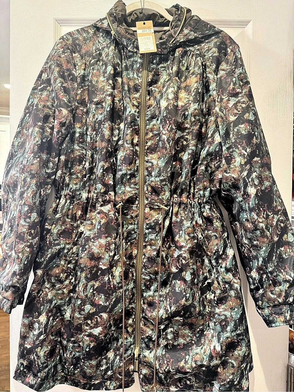 Abstract Hooded Jacket in Black & Green NWT